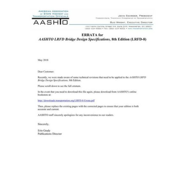 AASHTO LRFD-8 Errata 1