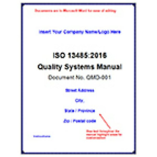 ISO 13485:2003 to 2016 Transition Quality Manual and Procedure Package