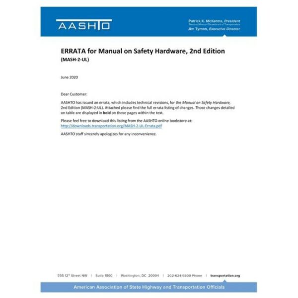 AASHTO MASH-2 Errata 1