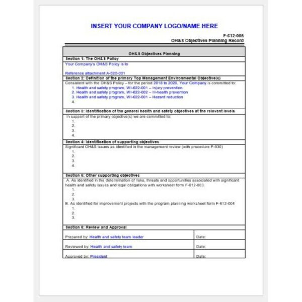 ISO 45001:2018 Forms Package