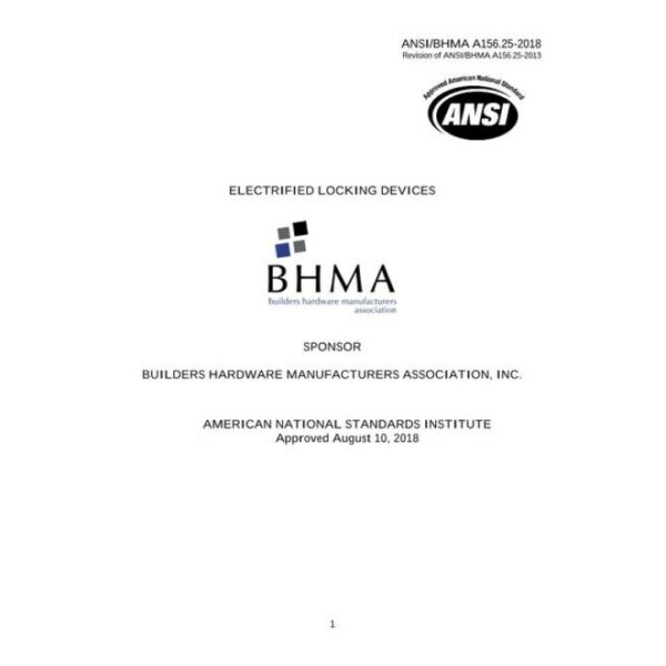 BHMA A156.25-2018