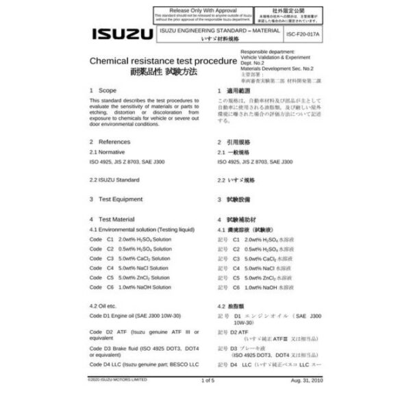 ISUZU ISC-F20-017A