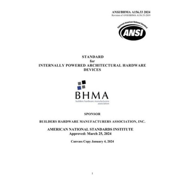 BHMA A156.33-2024