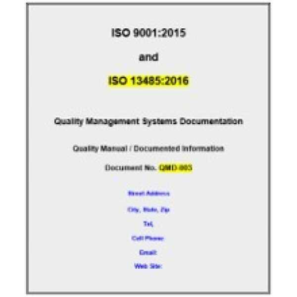 ISO 13485:2016-9001:2015 All-in-One Documentation and Training Package