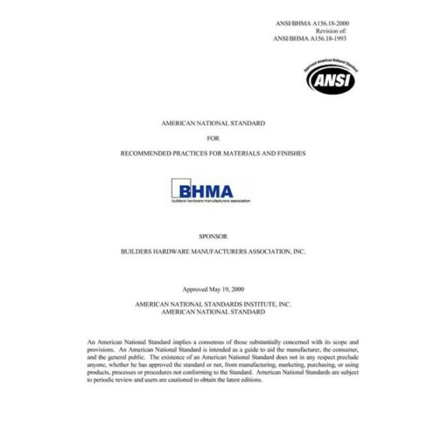 BHMA A156.18-2000