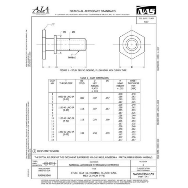 AIA NASM63540/3