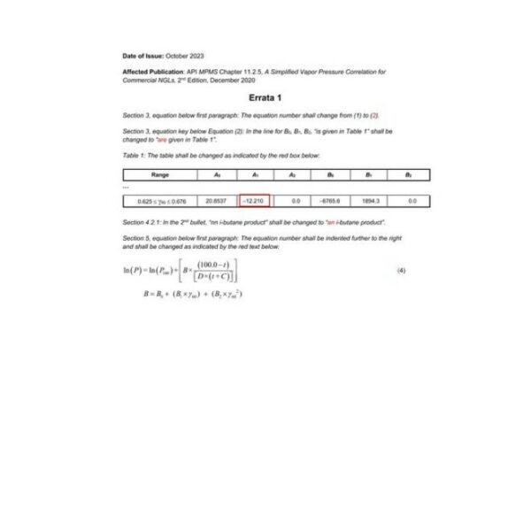 API MPMS Chapter 11.2.5 Errata 1