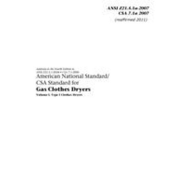 CSA ANSI Z21.5.1a-2007/CSA 7.1a-2007 (R2011)