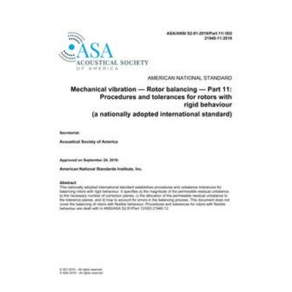 ASA S2.81-2019/Part 11/ ISO 21940-11:2016 (R2024)