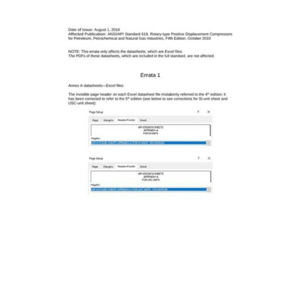 API Std 619 Datasheets Errata 1