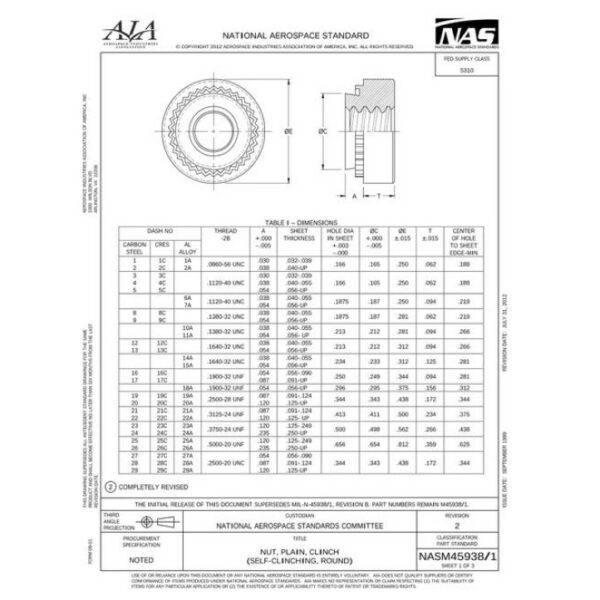 AIA NASM45938/1