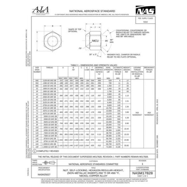 AIA NASM17828