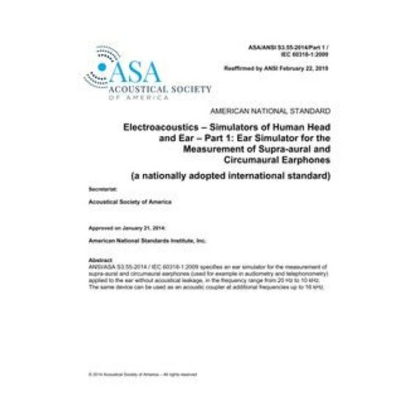 ASA S3.55-2014/Part 1 / IEC 60318-1:2009 (R2023)