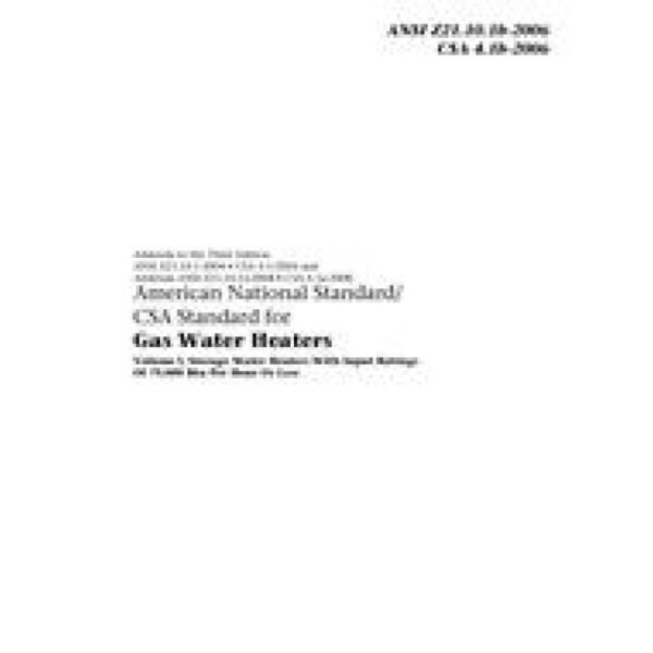 CSA ANSI Z21.10.1b-2006/CSA 4.1b-2006