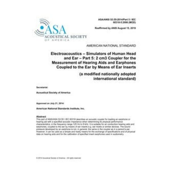 ASA S3.55-2014/Part 5 /IEC 60318-5:2006 (MOD) (R2023)