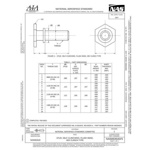 AIA NASM63540/3