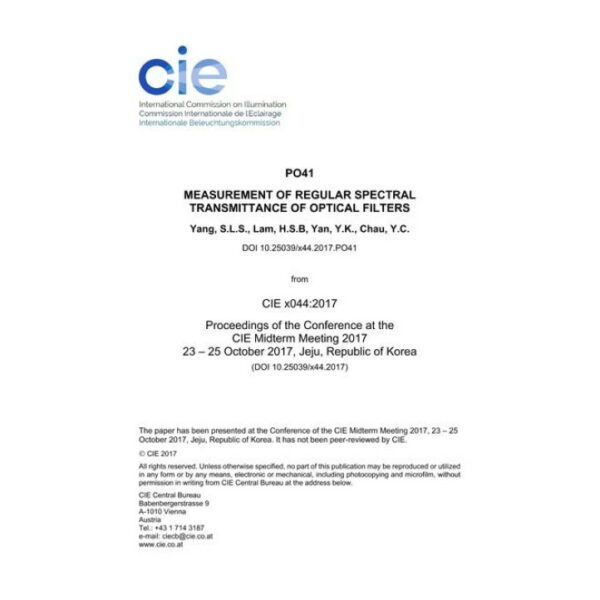 MEASUREMENT OF REGULAR SPECTRAL TRANSMITTANCE OF OPTICAL FILTERS

 (PO41, 971-977)