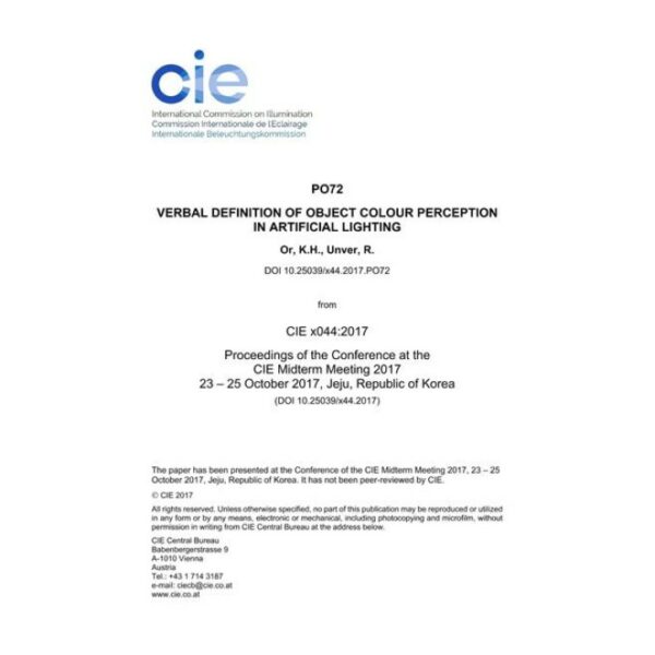 VERBAL DEFINITION OF OBJECT COLOUR PERCEPTION IN ARTIFICIAL LIGHTING
 (PO72, 1074-1076)