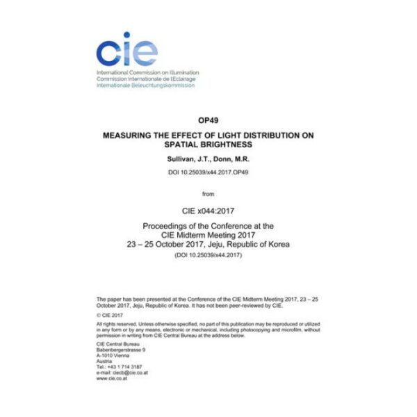 MEASURING THE EFFECT OF LIGHT DISTRIBUTION ON SPATIAL BRIGHTNESS

 (OP49, 356-366)