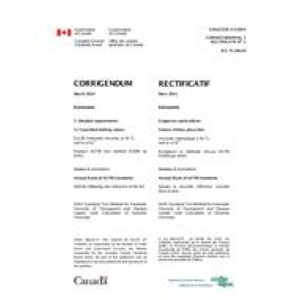 CAN/CGSB 3.3-2014 Rectificatif No. 1