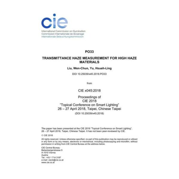 TRANSMITTANCE HAZE MEASUREMENT FOR HIGH HAZE MATERIALS (PO33, 584-590)