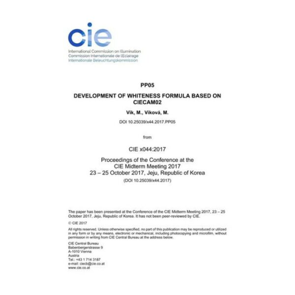 DEVELOPMENT OF WHITENESS FORMULA BASED ON CIECAM02
 (PP05, 503-511)