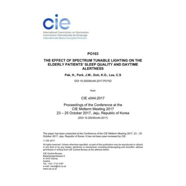 THE EFFECT OF SPECTRUM TUNABLE LIGHTING ON THE ELDERLY PATIENTS' SLEEP QUALITY AND DAYTIME ALERTNESS

 (PO103,1163-1167)