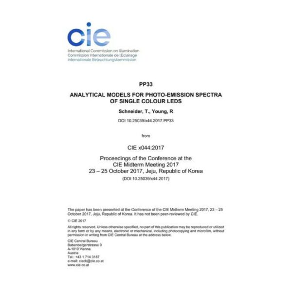 ANALYTICAL MODELS FOR PHOTO-EMISSION SPECTRA OF SINGLE COLOUR LEDS

 (PP33, 694-703)