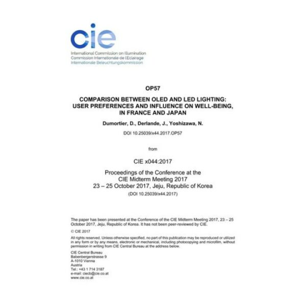 COMPARISON BETWEEN OLED AND LED LIGHTING: USER PREFERENCES AND INFLUENCE ON WELL-BEING, IN FRANCE AND JAPAN

  (OP57, 422-426)